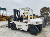 Forklift Diesel TCM FD70 Bekas Kapasitas 7 Ton dengan Ban Solid untuk Gudang Kayu, Harga Murah, Stok Tersedia, Terperiksa Sepenuhnya