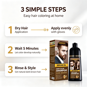 Champú Profesional para el Cabello con Aceite de Argán de Calidad de Salón, Coloración Rápida en 5 Minutos, Anti-Manchas, Tinte Duradero para el Cabello Marrón Oscuro - Product Image 2