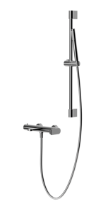 Ensemble de douche mural 2 fonctions, finition Chrome/Noir mat/Nickel brossé, avec pommeau pluie et douchette à main, en laiton - Product Image 5