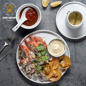 Assiettes de table en grès rugueux pour restaurant, bols à riz en céramique avec cuillère, vente en gros - Product Image 5