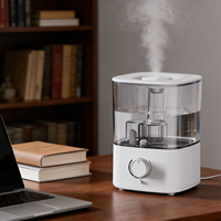 Humidificateur d'air silencieux pour la maison et le bureau, désinfection par ultrasons, brume fraîche, commande par bouton réglable, réservoir d'eau transparent
