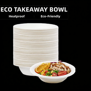 Bol à salade biodégradable personnalisé de 800 ml, bol à emporter en pulpe de bagasse jetable avec couvercle pour les fêtes - Product Image 2