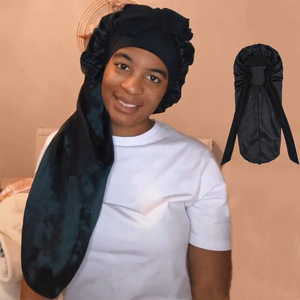 SYH843, gorro con borde cruzado personalizado, Material satinado, lazos ajustables elásticos para mujeres, Pelo Rizado grande para deportes, negocios, pesca - Product Image 1
