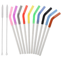 Pailles en Acier Inoxydable Réutilisables avec Embouts en Silicone pour Boissons Chaudes et Froides, 1 Pièce
