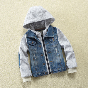 Vestes pour garçons personnalisées Printemps et automne Nouveaux vêtements pour enfants Veste en jean pour garçons Veste en jean à capuche Vêtements pour enfants - Product Image 1