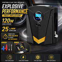 Compresseur d'air portable 12V 150 PSI 120W avec cylindre métallique, débit de 25 L/min, arrêt automatique rapide, pompe à pneus électrique