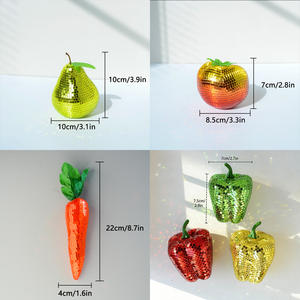 Ensemble <span class=keywords><strong>de</strong></span> fruits et légumes effet <span class=keywords><strong>boule</strong></span> disco - Décoration miroir Tomate, Carotte, Poivron, Poire, Décoration créative pour cuisine et table, Cadeau - Product Image 6