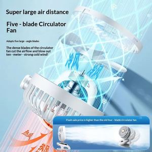 Clip-On Standing Portable <b>Mini</b> Fan Digital 90°Rotation Led Smart Display Lithium Battery Aromatherapy Lighting Function - Product Image 4