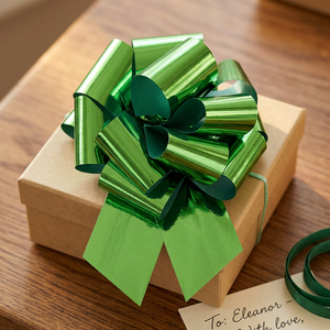 Ruban en satin coloré en gros, ruban bouclé en PP, nœud brillant effet laser, nœud géant à tirer pour boîtes cadeaux de Noël - Product Image 1