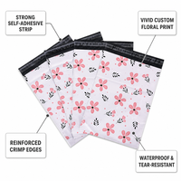 Sac d'expédition en polyéthylène personnalisé avec logo floral, résistant aux déchirures, imperméable, enveloppe d'expédition en plastique pour boutique en gros
