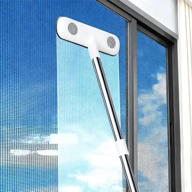 Hot New Design Extended Handle Magic Window Cleaning Brush Reusable Mesh Plastic Pet Hair Removal for Door and Window Cleaning