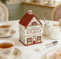 Pot de rangement en céramique personnalisé en forme de village pour café, thé, bonbons et biscuits, idéal pour la maison et la cuisine