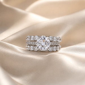 Geometric Three Piece Ring <b>Set</b> for Women Elegant <b>Bridal</b> Wedding Engagement Fashion <b>Jewelry</b> - Product Image 4