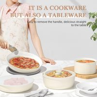 Ensemble Batterie de Cuisine en Céramique et Aluminium Antiadhésif à Poignée Amovible, Vente Chaude