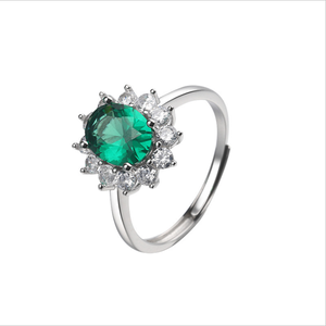 Anillo de Plata Chapado en Plata con Piedra Azul Real Ajustable Estilo Princesa Diana <span class=keywords><strong>Kate</strong></span>, Joyería Femenina - Product Image 5