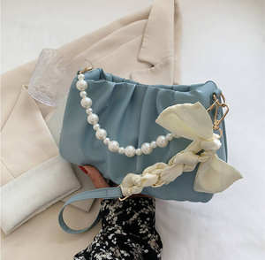 Bolso de moda para mujer, bolso de mano con cadena de perlas, cuero PU, elegante bolso de hombro para mujer - Product Image 1