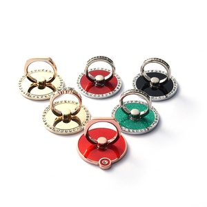 Supports de téléphone portable en métal noir ronds avec cristaux de diamant personnalisés, vente en gros - Product Image 6