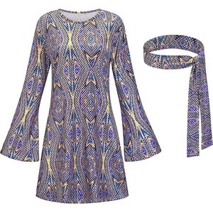 70s Hippie Costume Set Women Retro Disco <strong>Dress</strong> <strong>Bell</strong> Bottom Pants <strong>Fancy</strong> <strong>Dress</strong> Outfit - Product Image 5