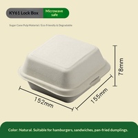 Conteneur jetable biodégradable en pulpe - Boîte à emporter pour bento/hamburger/croissant/gâteau - 300 pièces