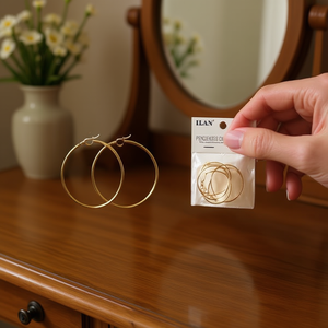 Orecchini a Cerchio Ilan 30mm Colore Oro Set da 6 Pezzi - Product Image 2