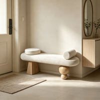 Banc rembourré avec pieds en bois, banc d'entrée, banc de bout de lit, banc décoratif moderne, tabouret de couloir en tissu, créatif