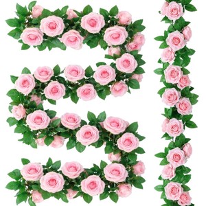 Guirlandes de roses artificielles 9 roses claires en polyester pour décoration de mariage, arche, sol, mur, plafond, suspension et usage général - Product Image 5