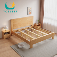 Cadre de lit Double simple de Style nordique meubles de chambre à coucher pour adultes en bois massif ensemble de lit King Queen Size en bois Simple