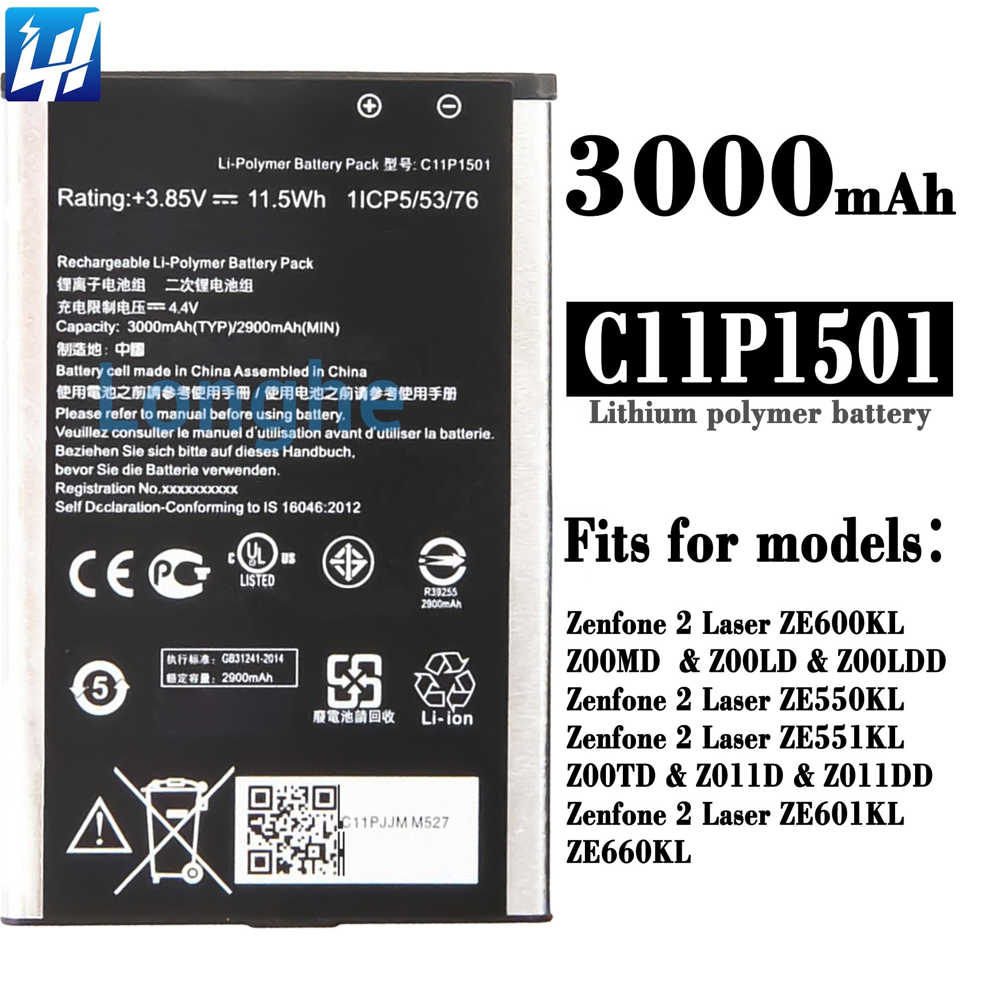 Batterie Per C11P1501 3000mAh/11.5WH Batteria - Foto 11