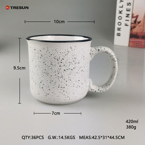 Durable Thick Walled Camping Style <b>Large</b> Capacity Microwave Dishwasher Safe Enamel Vintage Porcelain Mugs <b>Cups</b> for Coffee - Product Image 4