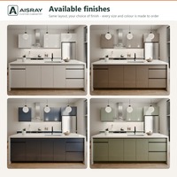 Ensemble de meubles de cuisine sur mesure, portes laquées brillantes minimalistes, design modulaire, aménagement en îlot et tiroirs à fermeture douce