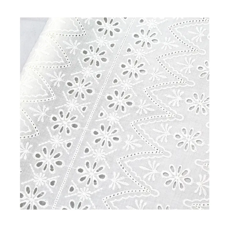 Factory wholesale high quality white green blue black yellow embroidered cotton lace fabric for clothing