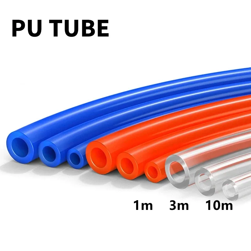 Tubo pneumático de tubulação de ar, para tubo de compressor, id 2.5mm 4mm 5mm 6.5mm 8mm 12mm, transparente, azul, vermelho, pu, gás de ar