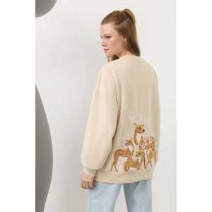 Sudadera de Punto para Mujer con Diseño de Ciervo en la Espalda, Casual, Transpirable, Blanca 32118SWT - Product Image 2