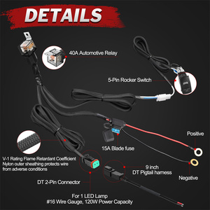 Interruttore a bilanciere retroilluminato blu con funzione on/off, cablaggio per barra luminosa <span class=keywords><strong>da</strong></span> lavoro per <span class=keywords><strong>auto</strong></span> - Product Image 3