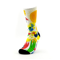 Chaussettes à sublimation en coton personnalisées Chaussettes à sublimation vierges avec impression numérique de dessin animé coloré de logo de sport