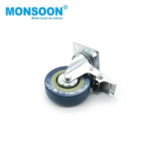 Rueda Giratoria Industrial de Alta Resistencia para Carretillas, Rodillo de Goma de 3 Pulgadas, Placa Azul Verde Suave para Muebles - Product Image 4