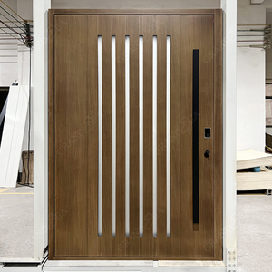 고급스러운 목공예 심플 티크 목재 침실 문 패션 디자인 주택용 인테리어 도어 - Product Image 5