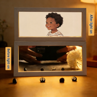 Lumières décoratives LED personnalisées avec personnage d'anime pour animaux de compagnie, cadres en bois, cadres photo d'intérieur avec télécommande rechargeable