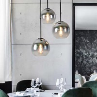 Lustre LED en verre à hauteur réglable pour salon de style nordique, avec globe en verre dégradé, design luxueux