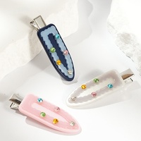 BIZE Nouvelles Épingles à Cheveux Acétate Mignonnes et Douces, Clips à Cheveux Latéraux Brillants avec Diamants, Accessoires pour Cheveux en Strass Décontractés pour Femmes et Filles