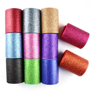 75Mm 3 Inch Breedte Kleurrijke Glitter Poeder Afdrukken Grosgrain Lint Voor Haarstrikken