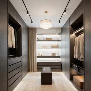 BALOM Armoire sur mesure de luxe, style minimaliste foncé, dressing, meubles de chambre à coucher, organisateur de rangement pour villa - Product Image 5