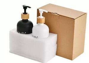 500ml 흑백 보스턴 유리병 비누 디스펜서 손 비누, 샴푸 및 바디 워시 다목적 디스펜서 병 - Product Image 6