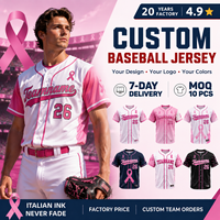 Maillot de baseball personnalisé pour la sensibilisation au cancer du sein, uniforme d'équipe avec ruban rose, tenue de jour de match rose pour événements caritatifs, vêtements d'équipe de baseball