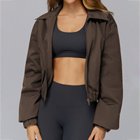 Mode Polo Neck Zipper Confortable Poche Lâche Sports Outdoor Gym Femmes Yoga Veste