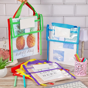 Fundas Protectoras para Libros Gruesas y Transparentes de <span class=keywords><strong>12</strong></span> x 10 x <span class=keywords><strong>1.18</strong></span> Pulgadas con Etiquetas para Nombres y Asas, Bolsas Organizadoras para Libros para Suministros de Oficina y Escolares - Product Image 5