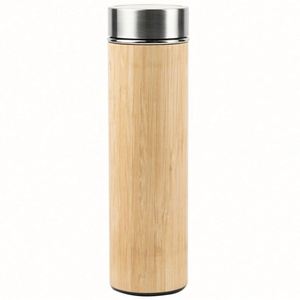 Wholesale Custom Double Wall Stainless Steel Eco-Friendly <b>Bamboo</b> Coffee Mug with Lid 350ml Silk <b>Screen</b> Printed - Product Image 4