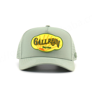 หมวกกอล์ฟมีรู5แผงแบบสั่งทำด้านหน้าแผ่น PVC ทอเทปการพิมพ์ผ้าไหมภายในขอบด้ายปัก - Product Image 2