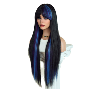 <span class=keywords><strong>Perruque</strong></span> synthétique de cosplay extra longue de 32 pouces de haute qualité pour femmes, orange soleil et bleu néon, <span class=keywords><strong>perruque</strong></span> tendance pour la sub-culture - Product Image 1