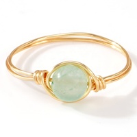 Bague en Gros de Cristal de Guérison Brut Pierre Naturelle Enroulée de Fil de Cuivre Gemme Irrégulière Ajustable Bijoux pour Hommes Femmes